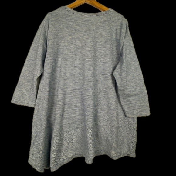 Pure Jill Indigo Women's Sz XL Top Blouse ¾ sleeve Blue Stripe Scoop neck Cotton - Picture 3 of 10